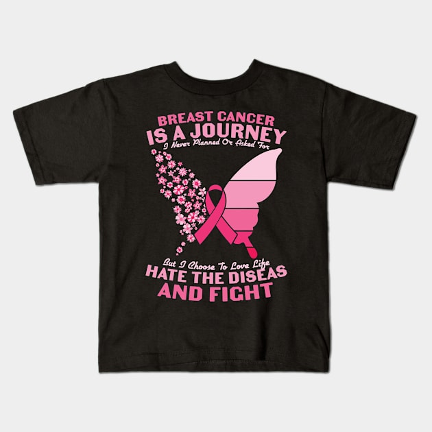 Breast Cancer Butterfly & Ribbon Kids T-Shirt by crazytz